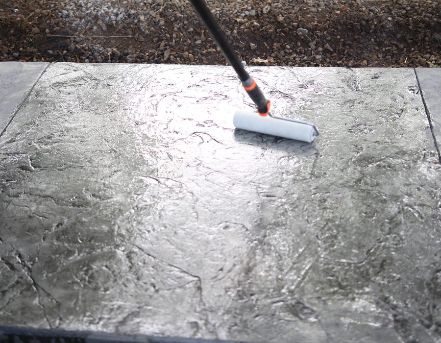 Decorative stamped concrete patio