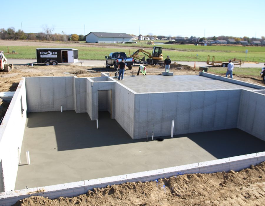 Residential development concrete foundation pour